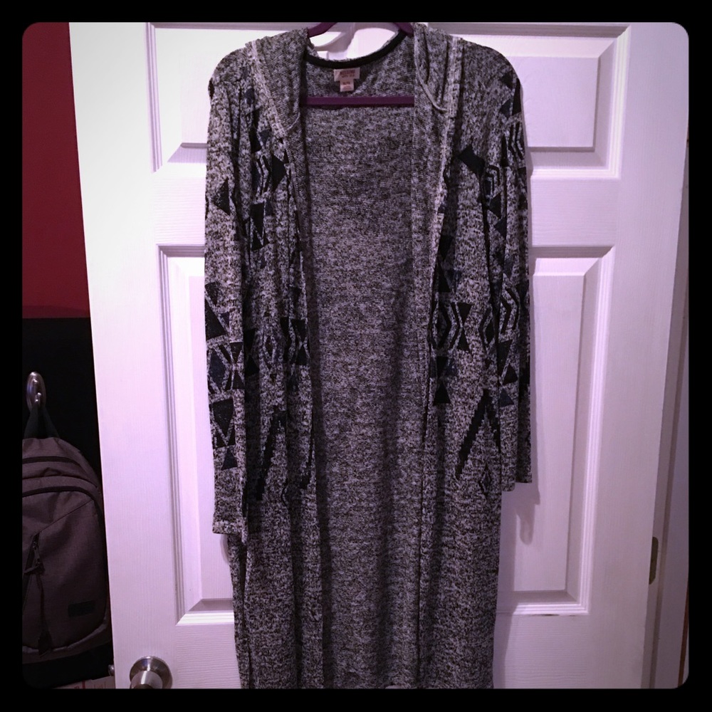 Hooded Long Aztec Cardigan